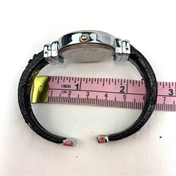 Cruise Club Faux Leather Quartz Hinged Cuff Watch - Silver/Black, 29mm - Picture 5 of 8